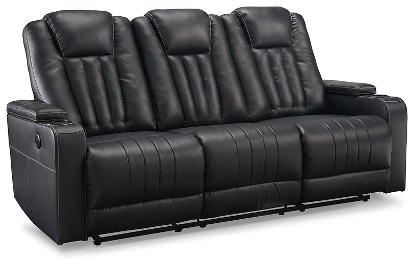 Center Point Reclining Sofa with Drop Down Table - World Furniture Gallery (Newark, CA)