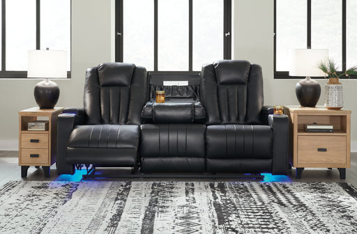 Center Point Reclining Sofa with Drop Down Table - World Furniture Gallery (Newark, CA)