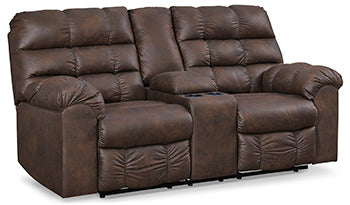 Derwin Reclining Loveseat with Console - World Furniture Gallery (Newark, CA)