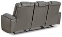 Mancin Reclining Sofa with Drop Down Table - World Furniture Gallery (Newark, CA)