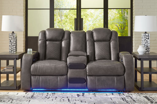 Fyne-Dyme Power Reclining Loveseat with Console - World Furniture Gallery (Newark, CA)