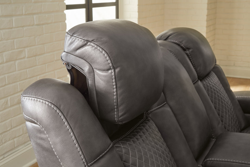 Fyne-Dyme Power Reclining Loveseat with Console - World Furniture Gallery (Newark, CA)