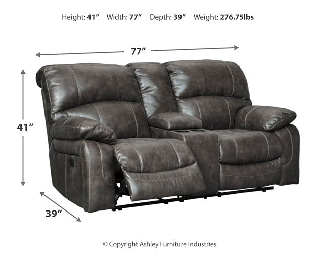 Dunwell Power Reclining Loveseat with Console - World Furniture Gallery (Newark, CA)