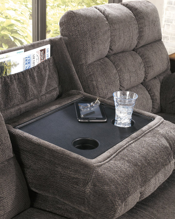 Acieona Reclining Sofa with Drop Down Table - World Furniture Gallery (Newark, CA)