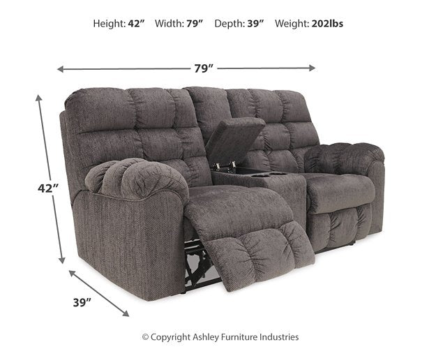 Acieona Reclining Loveseat with Console - World Furniture Gallery (Newark, CA)