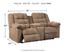 Workhorse Reclining Loveseat with Console - World Furniture Gallery (Newark, CA)