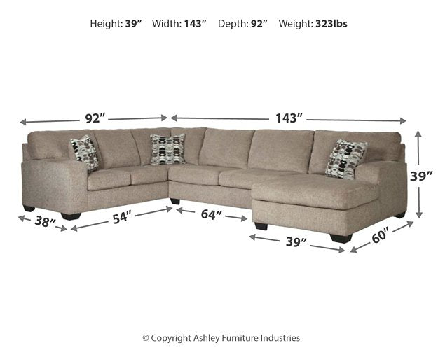 Ballinasloe 3-Piece Sectional with Chaise - World Furniture Gallery (Newark, CA)