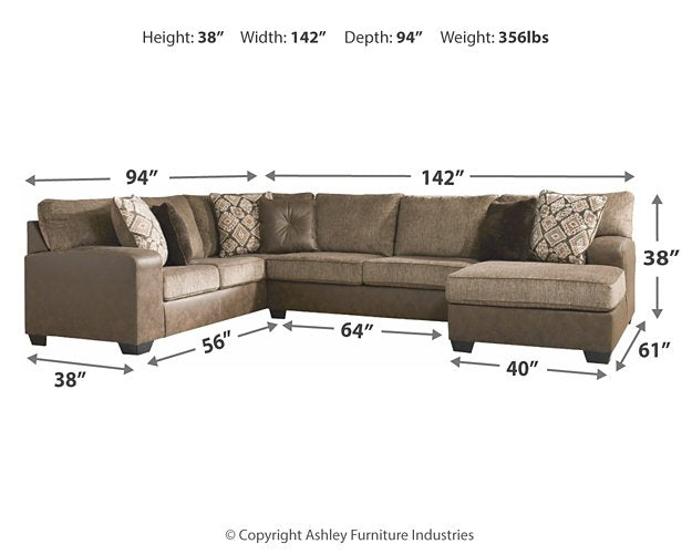 Abalone 3-Piece Sectional with Chaise - World Furniture Gallery (Newark, CA)