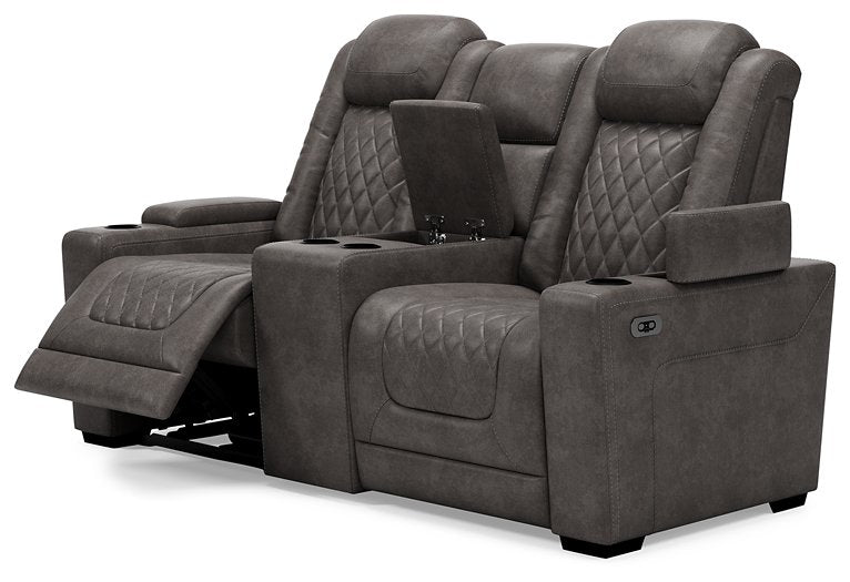 HyllMont Power Reclining Loveseat with Console - World Furniture Gallery (Newark, CA)