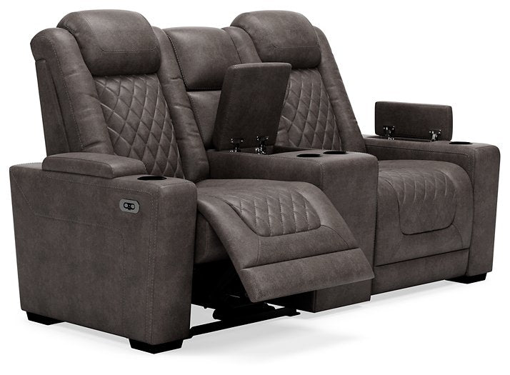 HyllMont Power Reclining Loveseat with Console - World Furniture Gallery (Newark, CA)