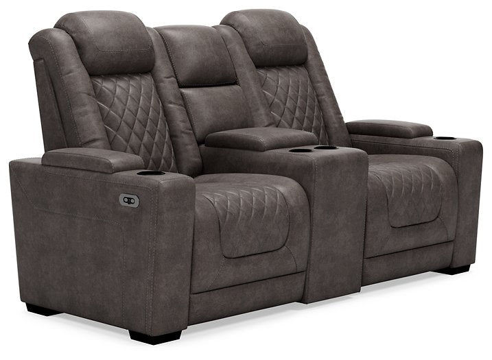 HyllMont Power Reclining Loveseat with Console - World Furniture Gallery (Newark, CA)