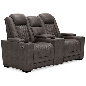 HyllMont Power Reclining Loveseat with Console - World Furniture Gallery (Newark, CA)