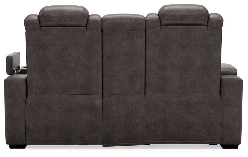 HyllMont Power Reclining Loveseat with Console - World Furniture Gallery (Newark, CA)