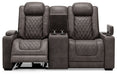 HyllMont Power Reclining Loveseat with Console - World Furniture Gallery (Newark, CA)