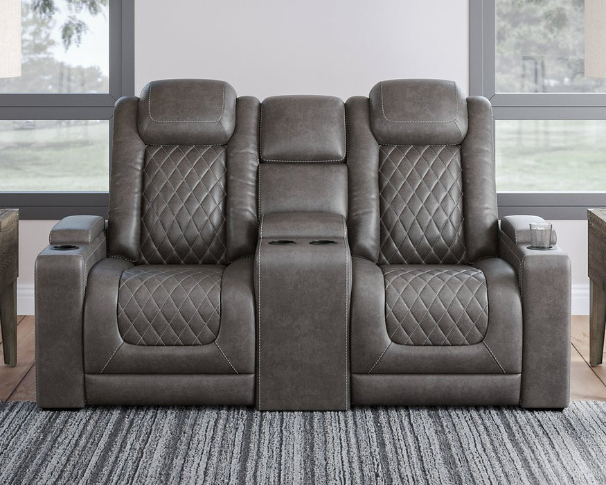 HyllMont Power Reclining Loveseat with Console - World Furniture Gallery (Newark, CA)