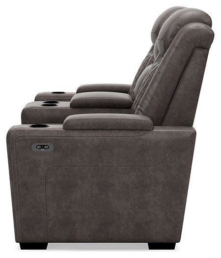 HyllMont Power Reclining Loveseat with Console - World Furniture Gallery (Newark, CA)