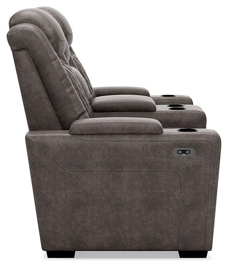 HyllMont Power Reclining Loveseat with Console - World Furniture Gallery (Newark, CA)