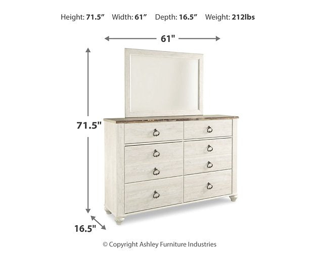 Willowton Dresser and Mirror - World Furniture Gallery (Newark, CA)