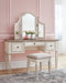 Realyn Vanity and Mirror with Stool - World Furniture Gallery (Newark, CA)