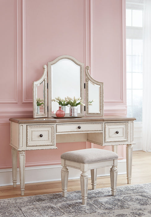 Realyn Vanity and Mirror with Stool - World Furniture Gallery (Newark, CA)