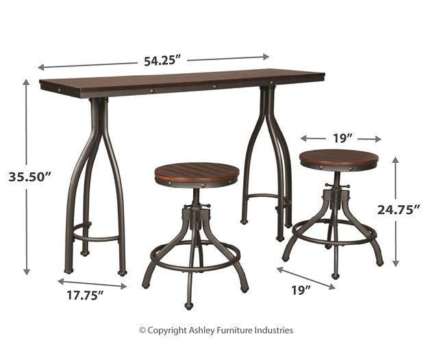 Odium Counter Height Dining Table and Bar Stools (Set of 3) - World Furniture Gallery (Newark, CA)