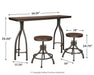 Odium Counter Height Dining Table and Bar Stools (Set of 3) - World Furniture Gallery (Newark, CA)