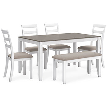 Stonehollow Dining Table and Chairs with Bench (Set of 6) - World Furniture Gallery (Newark, CA)