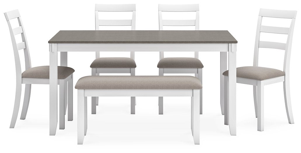 Stonehollow Dining Table and Chairs with Bench (Set of 6) - World Furniture Gallery (Newark, CA)