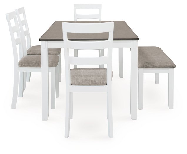 Stonehollow Dining Table and Chairs with Bench (Set of 6) - World Furniture Gallery (Newark, CA)