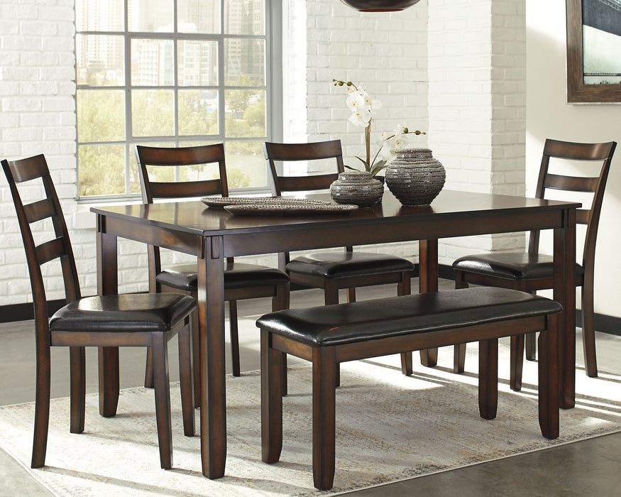 Coviar Dining Table and Chairs with Bench (Set of 6) - World Furniture Gallery (Newark, CA)