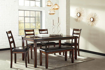 Coviar Dining Table and Chairs with Bench (Set of 6) - World Furniture Gallery (Newark, CA)