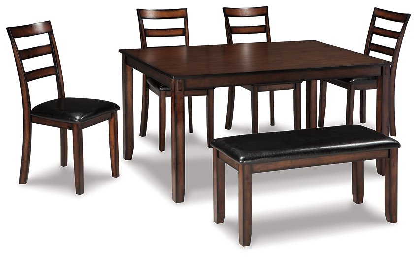 Coviar Dining Table and Chairs with Bench (Set of 6) - World Furniture Gallery (Newark, CA)