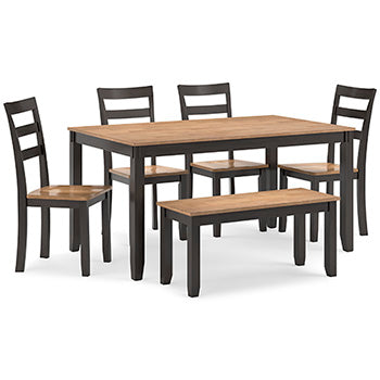 Gesthaven Dining Table with 4 Chairs and Bench (Set of 6) - World Furniture Gallery (Newark, CA)