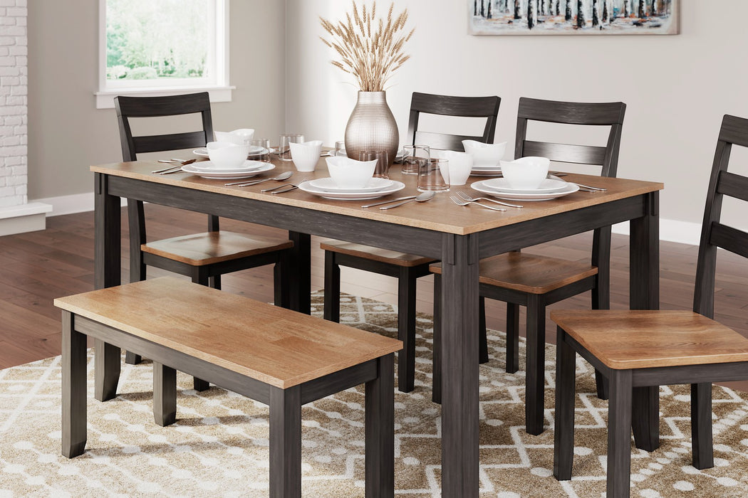 Gesthaven Dining Table with 4 Chairs and Bench (Set of 6) - World Furniture Gallery (Newark, CA)