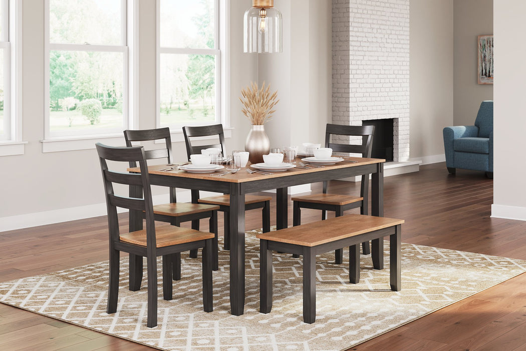 Gesthaven Dining Table with 4 Chairs and Bench (Set of 6) - World Furniture Gallery (Newark, CA)