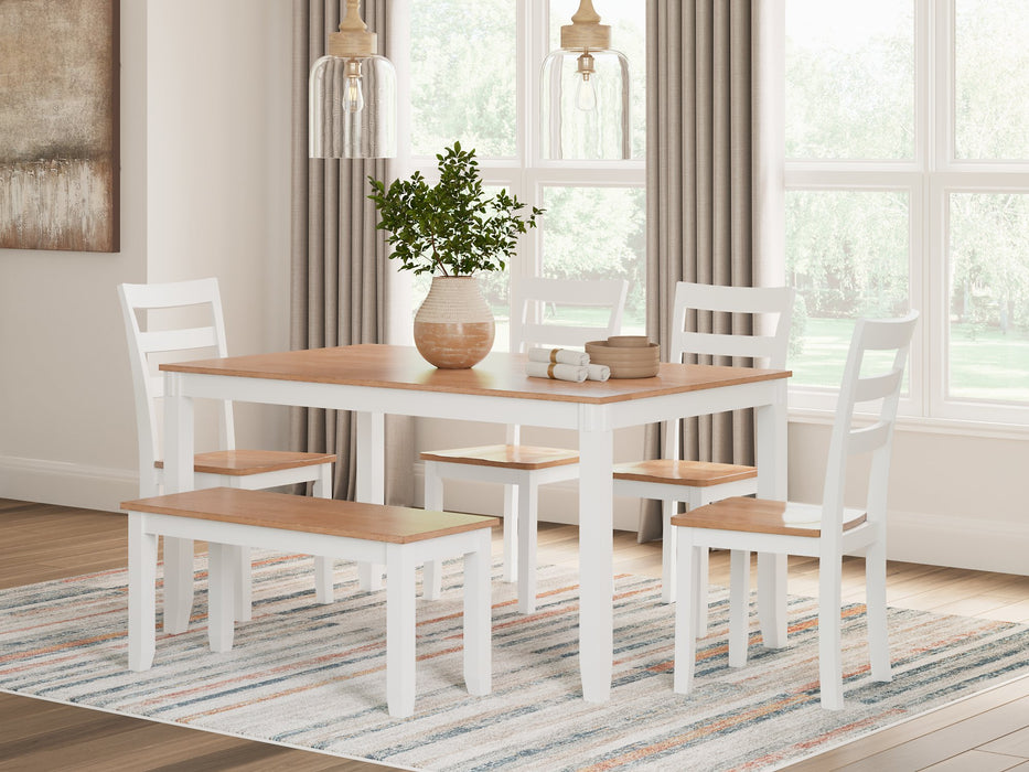 Gesthaven Dining Table with 4 Chairs and Bench (Set of 6) - World Furniture Gallery (Newark, CA)