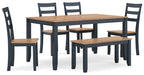 Gesthaven Dining Table with 4 Chairs and Bench (Set of 6) - World Furniture Gallery (Newark, CA)