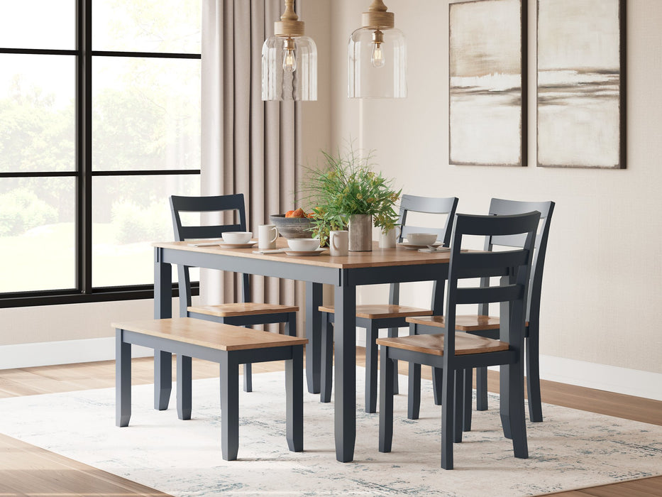 Gesthaven Dining Table with 4 Chairs and Bench (Set of 6) - World Furniture Gallery (Newark, CA)