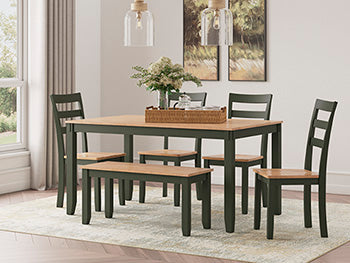 Gesthaven Dining Table with 4 Chairs and Bench (Set of 6) - World Furniture Gallery (Newark, CA)