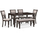 Langwest Dining Table and 4 Chairs and Bench (Set of 6) - World Furniture Gallery (Newark, CA)