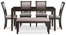 Langwest Dining Table and 4 Chairs and Bench (Set of 6) - World Furniture Gallery (Newark, CA)