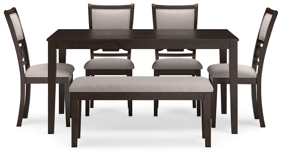 Langwest Dining Table and 4 Chairs and Bench (Set of 6) - World Furniture Gallery (Newark, CA)