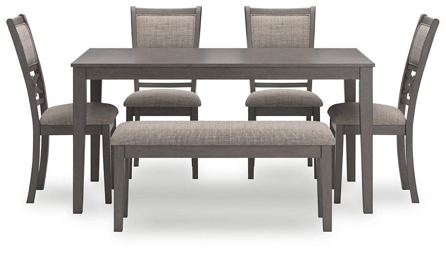 Wrenning Dining Table and 4 Chairs and Bench (Set of 6) - World Furniture Gallery (Newark, CA)