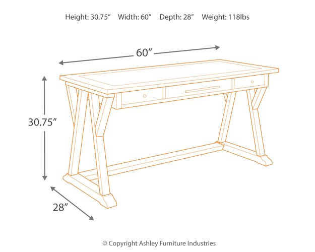 Luxenford 60" Home Office Desk - World Furniture Gallery (Newark, CA)