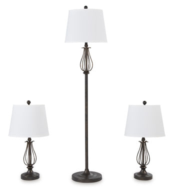 Brycestone Floor Lamp with 2 Table Lamps - World Furniture Gallery (Newark, CA)