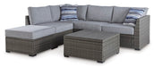 Petal Road Outdoor Loveseat Sectional/Ottoman/Table Set (Set of 4) - World Furniture Gallery (Newark, CA)