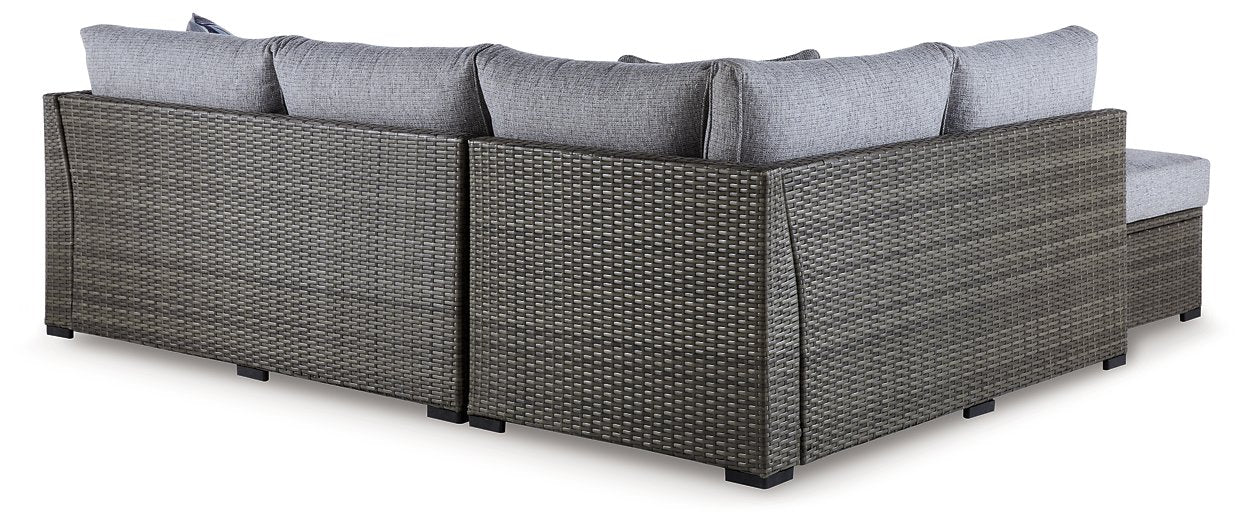 Petal Road Outdoor Loveseat Sectional/Ottoman/Table Set (Set of 4) - World Furniture Gallery (Newark, CA)