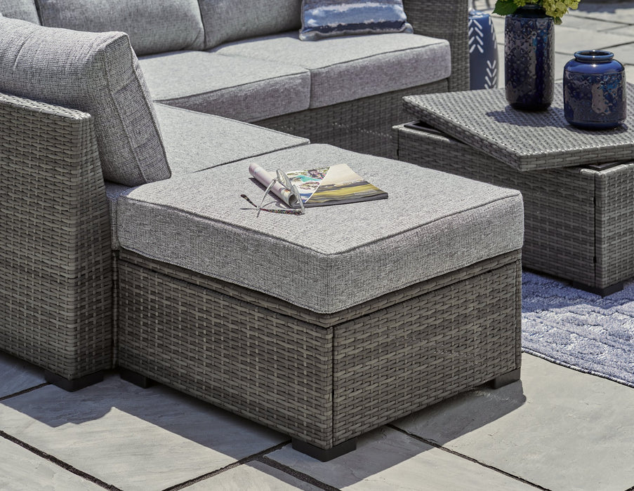 Petal Road Outdoor Loveseat Sectional/Ottoman/Table Set (Set of 4) - World Furniture Gallery (Newark, CA)