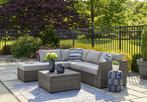 Petal Road Outdoor Loveseat Sectional/Ottoman/Table Set (Set of 4) - World Furniture Gallery (Newark, CA)