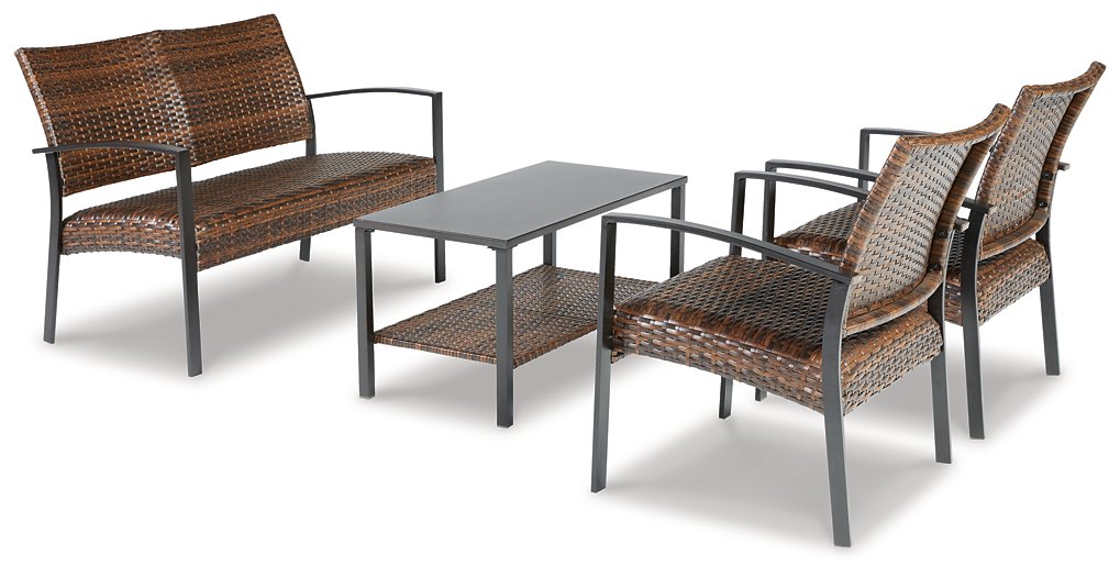 Zariyah Outdoor Love/Chairs/Table Set (Set of 4) - World Furniture Gallery (Newark, CA)